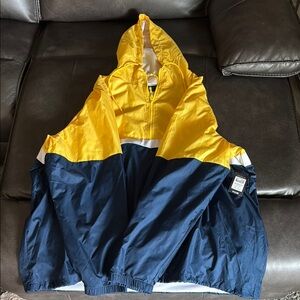 No Boundaries Navy and Yellow Hooded Raincoat